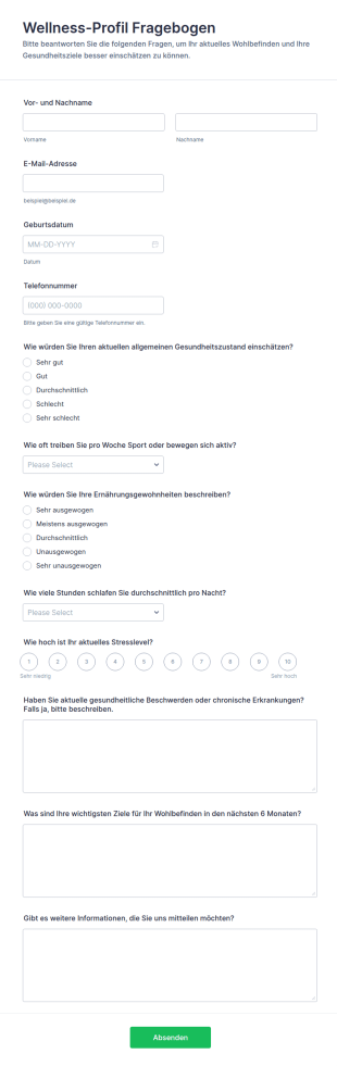 Wellness Profil Fragebogen