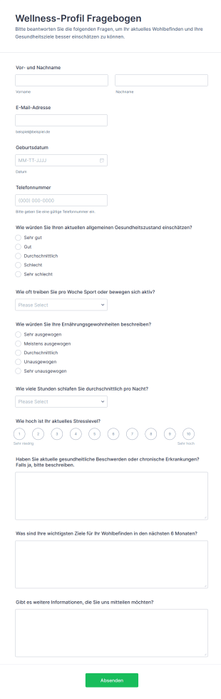 Wellness Profil Fragebogen