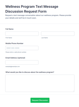 Wellness Program Text Message Discussion Request Form Template