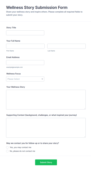 Wellness Story Submission Form Template