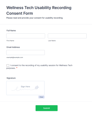 Wellness Tech Usability Recording Consent Form Template