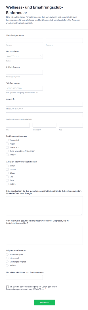 Wellness Und Ernährungsclub Bioformular