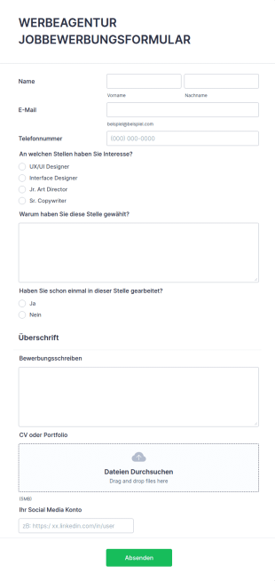 Werbeagentur Jobbewerbung
