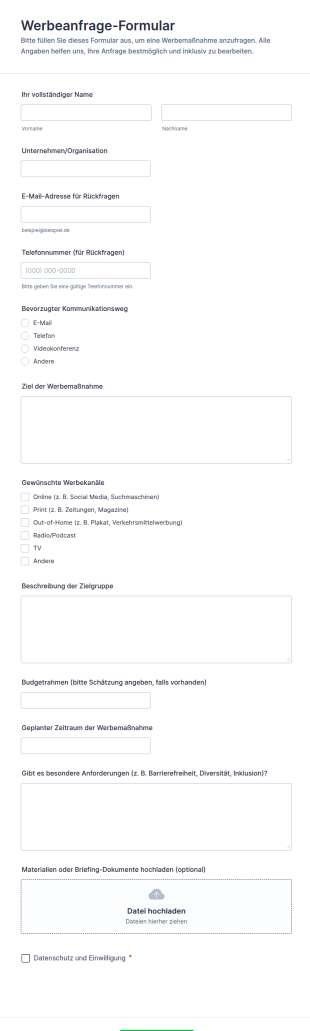 Werbeanfrage Umfrage