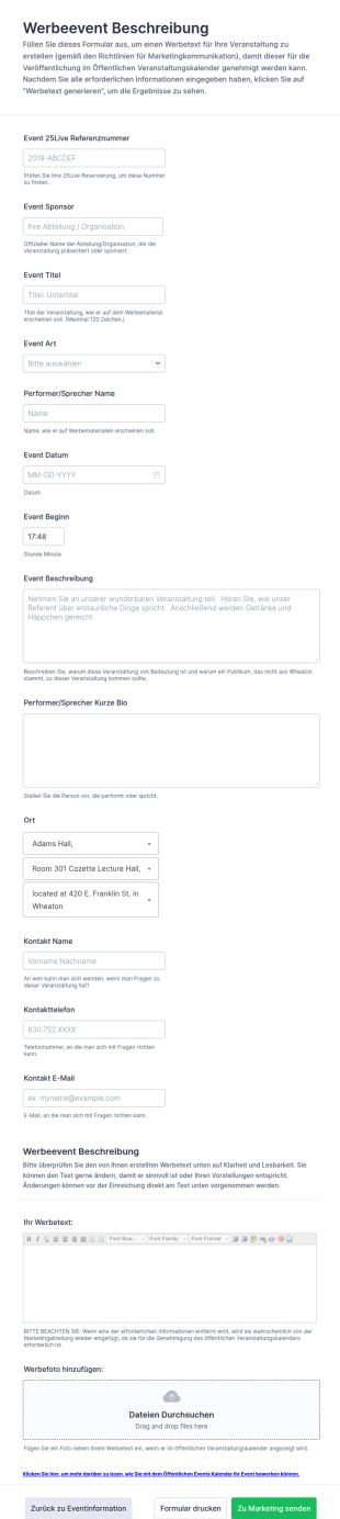 Werbeevent Beschreibung
