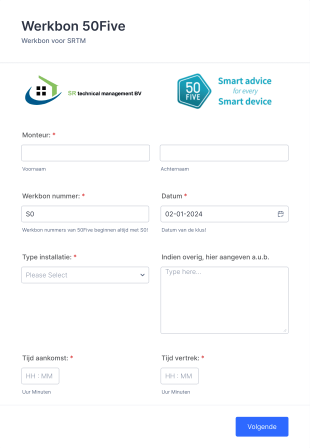 50FIVE Werkbon Form Template