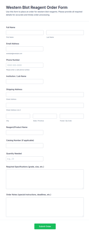 Western Blot Reagent Order Form Template