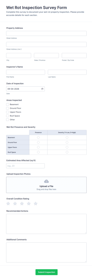 Wet Rot Inspection Survey Form Template
