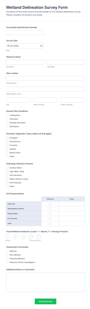 Wetland Delineation Survey Form Template