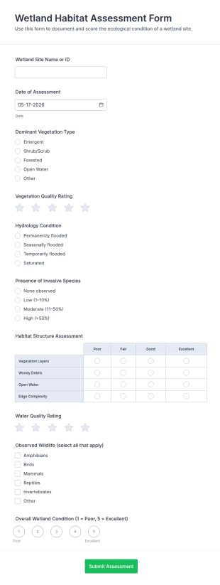 Wetland Habitat Assessment Form Template