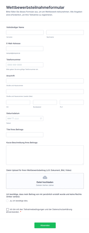 Wettbewerbsteilnahmeformular