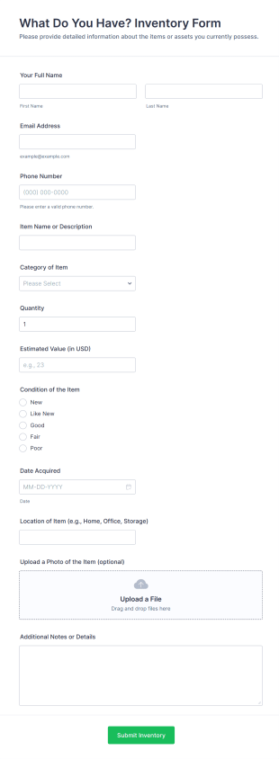 What Do You Have? Inventory Form Template