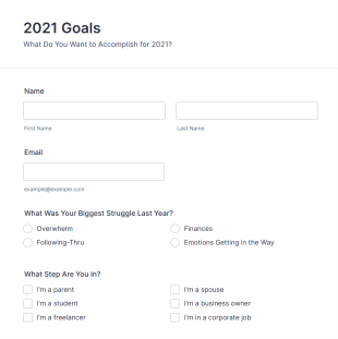 Goal Planning Form Template