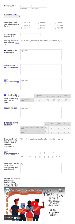 What If 101 Idea Journal 2021/2022 Form Template