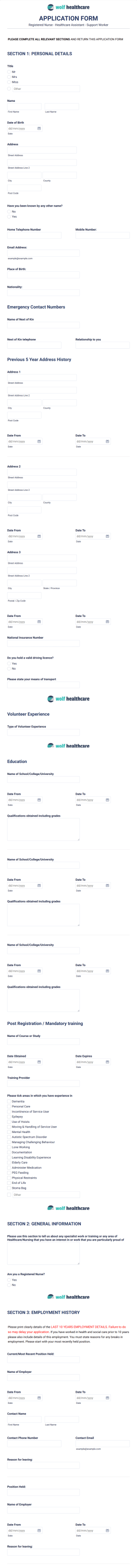 Whc Application Form 2 Form Template
