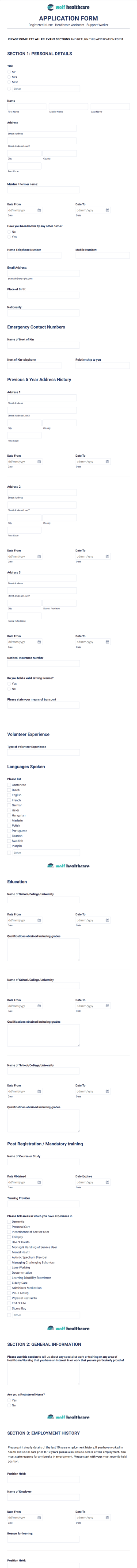 Whc Application Form Template