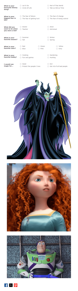 Which Disney Character Are You? Form Template