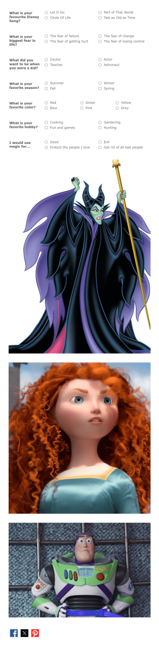 Which Disney Character Are You? Form Template