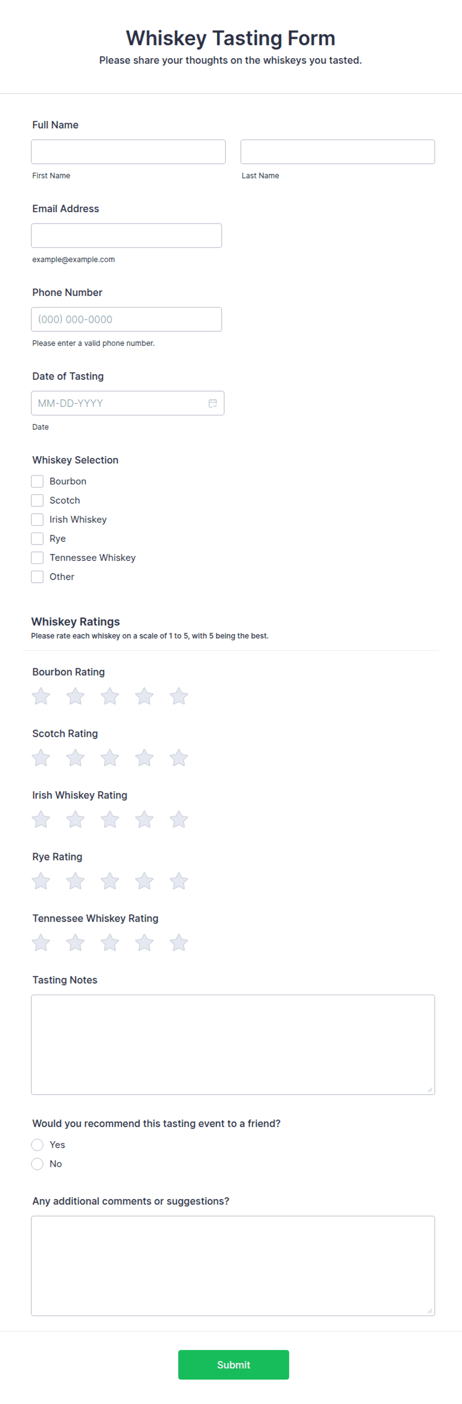Wine Lab Testing Form Whiskey Tasting Form Template | Jotform