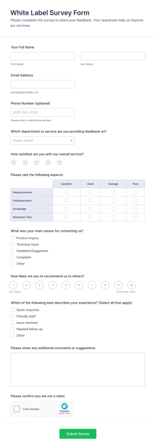 White Label Survey Form Template