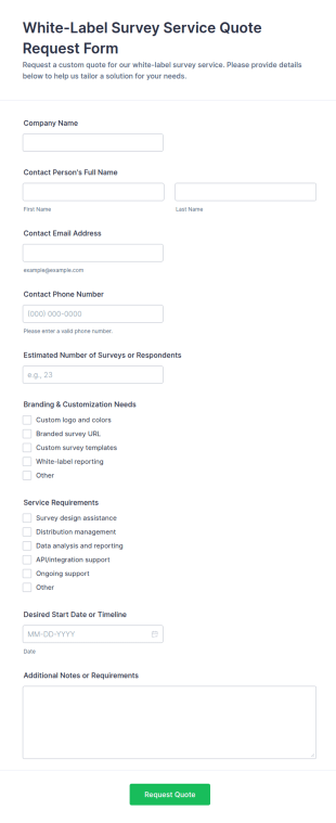 White Label Survey Service Quote Request Form Template