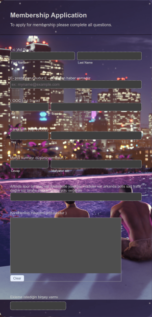 Whitelist Başvuru Form Şablonu