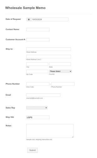 Wholesale Sample Memo Form Template