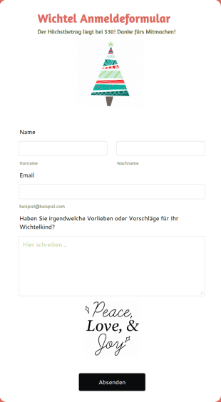 Wichtel Anmeldeformular