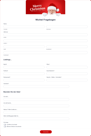 Wichtel Fragebogen Form Template