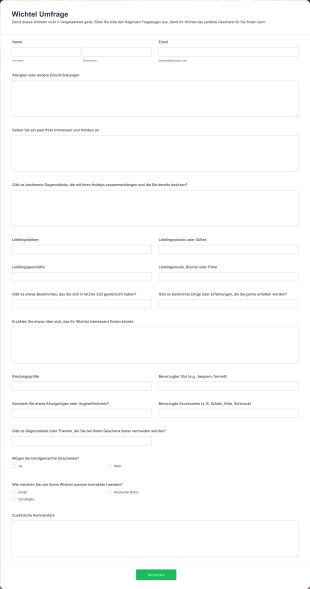 Wichtel Umfrage Form Template