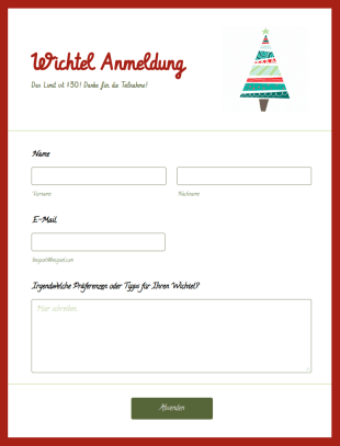 Wichteln Anmeldeformular