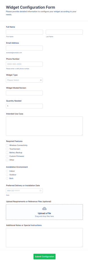 Widget Configuration Form Template