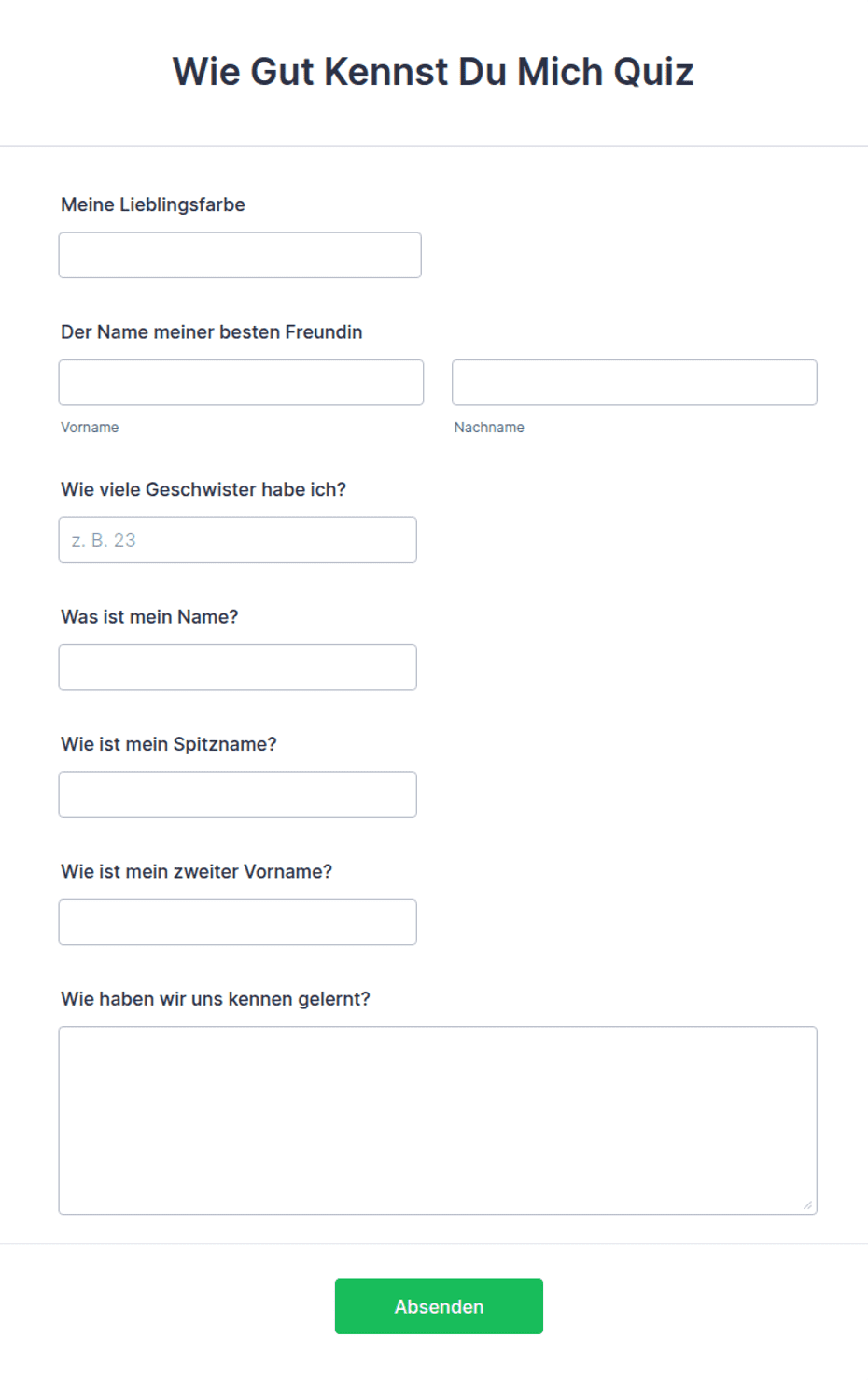 Wie Gut Kennst Du Mich Quiz Formularvorlage Jotform Wie gut kennst du mich quiz formularvorlage jotform