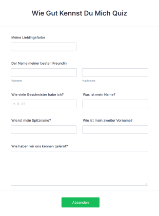 Wie Gut Kennst Du Mich Quiz Form Template
