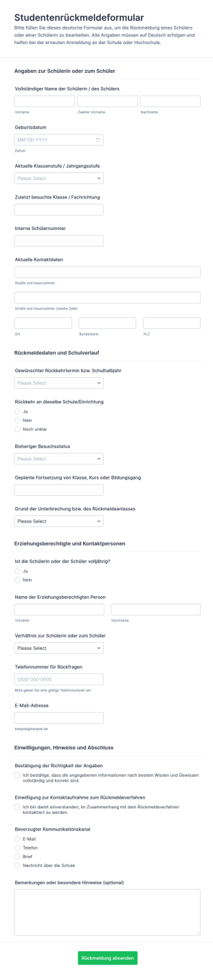 Wiederaufnahme Des Studierendenformulars