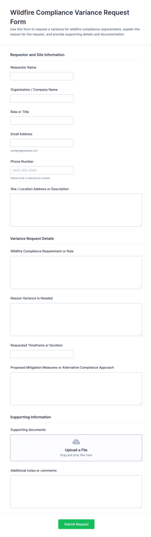 Wildfire Compliance Variance Request Form Template