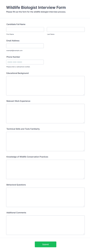 Wildlife Biologist Interview Form Template