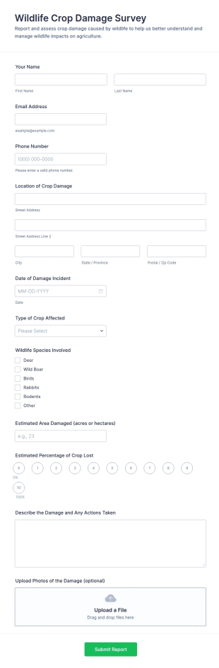 Wildlife Crop Damage Survey Form Template