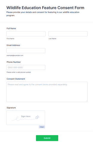 Wildlife Education Feature Consent Form Template