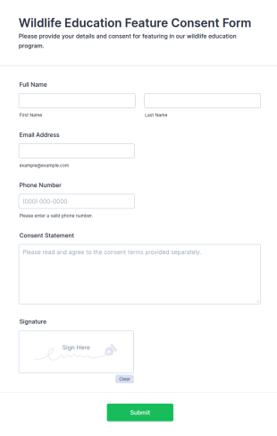 Wildlife Education Feature Consent Form Template