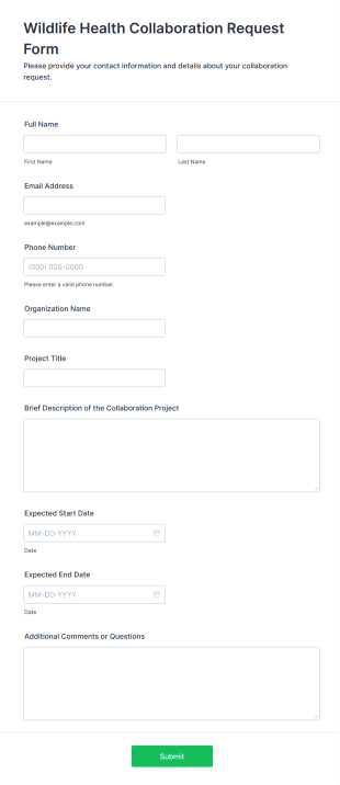 Wildlife Health Collaboration Request Form Template