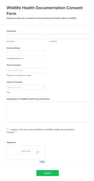 Wildlife Health Documentation Consent Form Template