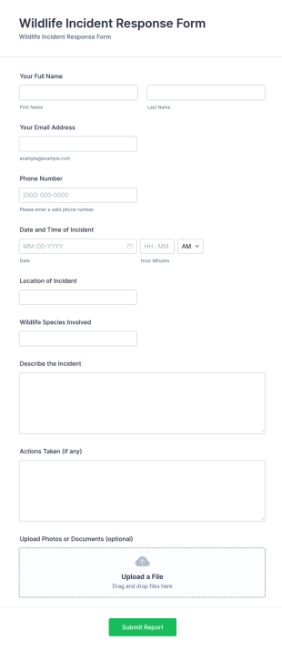 Wildlife Incident Response Survey Form Template