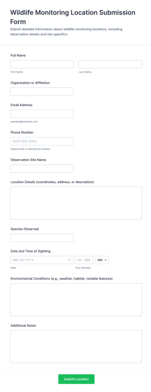 Wildlife Monitoring Location Submission Form Template