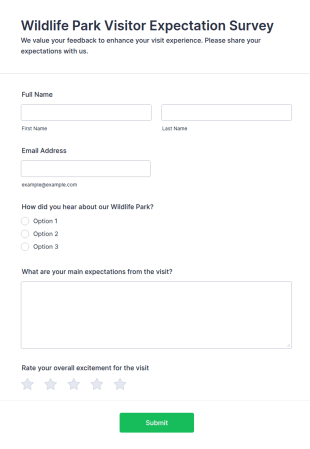 Wildlife Park Visitor Expectation Survey Form Template