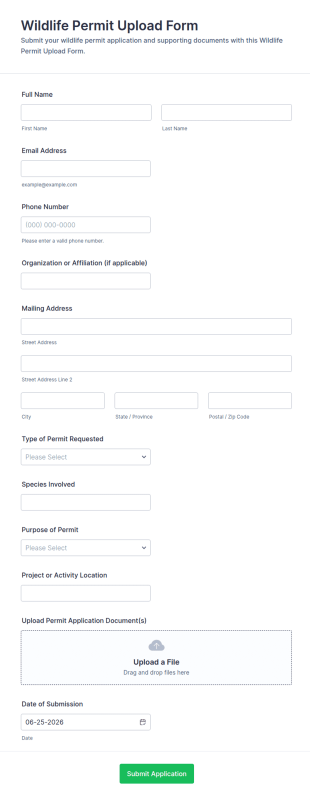 Wildlife Permit Upload Form Template