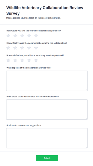 Wildlife Veterinary Collaboration Review Survey Form Template