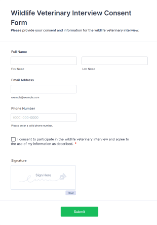 Wildlife Veterinary Interview Consent Form Template