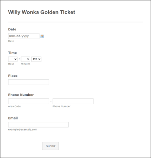 Willy Wonka Golden Ticket Form Template