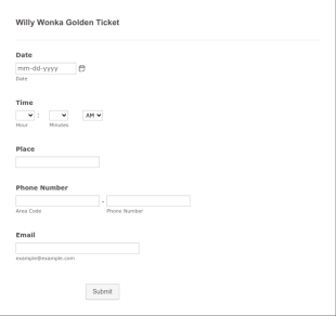 Willy Wonka Golden Ticket Form Template